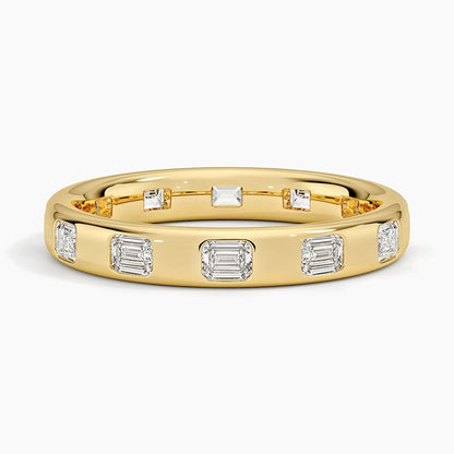 Chloe Flush Set Emerald Cut 3.2mm Lab Diamond Ring