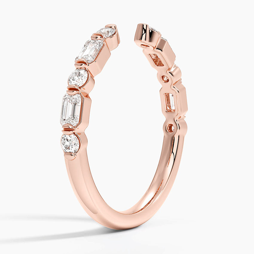 Kensington Emerald Cut and Round Diamond Open Ring (1/2 ct. tw.)
