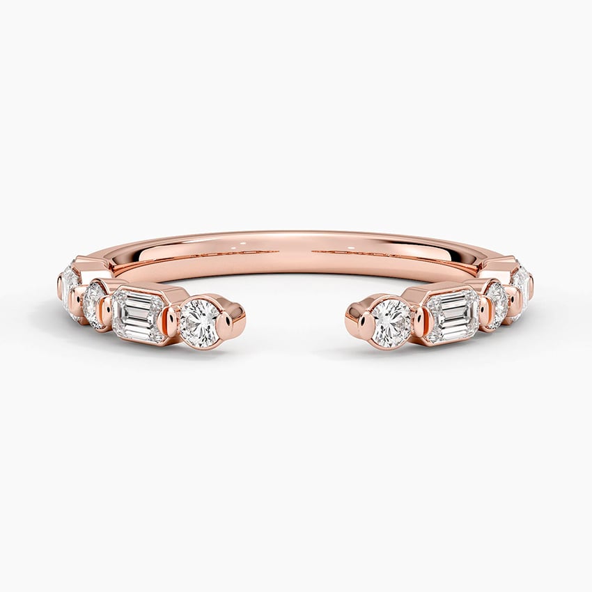 Kensington Emerald Cut and Round Diamond Open Ring (1/2 ct. tw.)