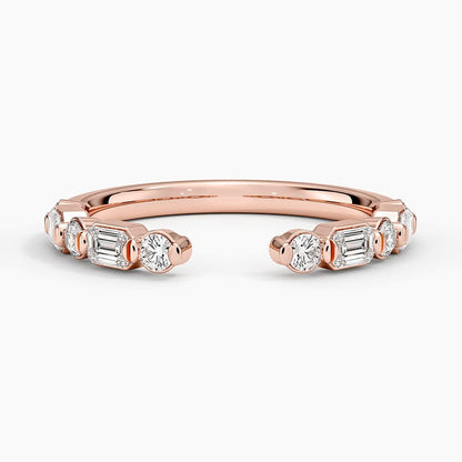 Kensington Emerald Cut and Round Diamond Open Ring (1/2 ct. tw.)