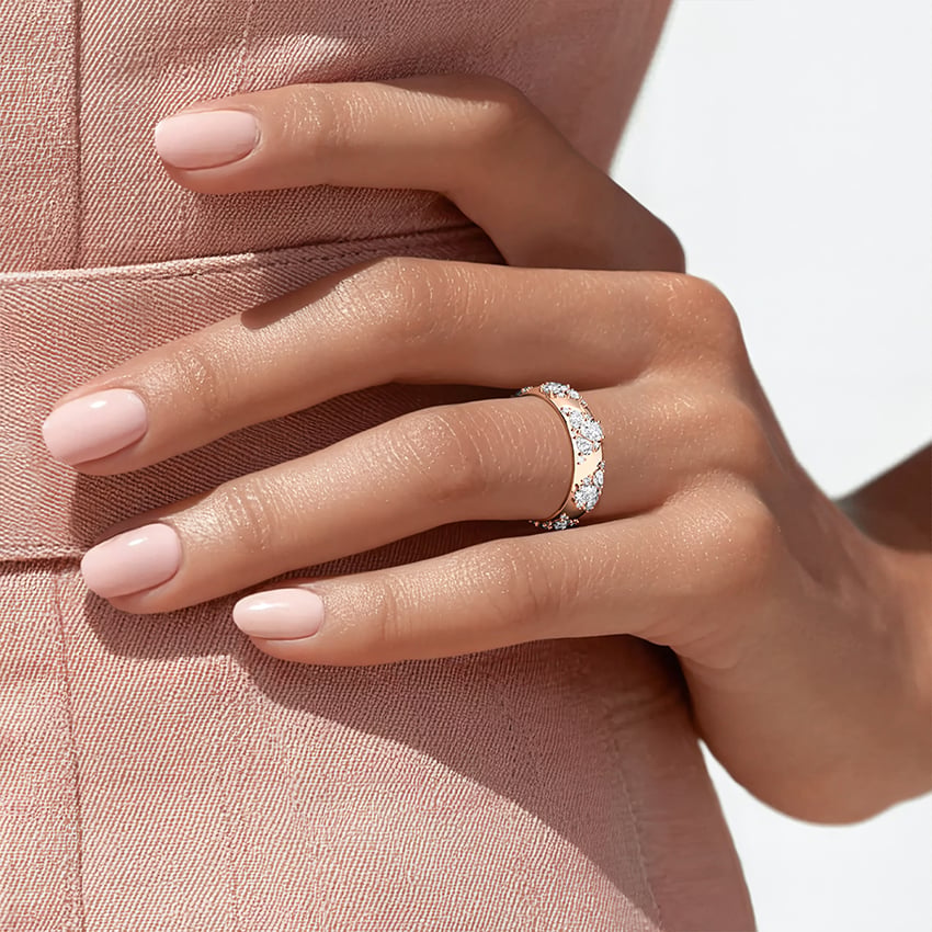 Mosaic Lotus Pear and Round Diamond Ring