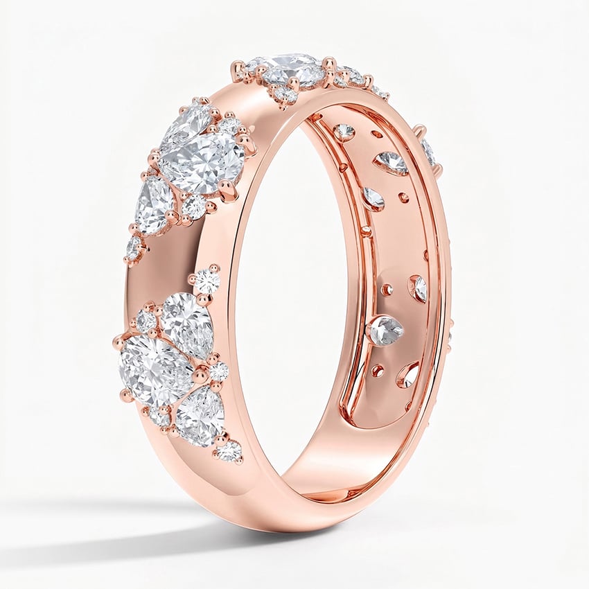 Mosaic Lotus Pear and Round Diamond Ring