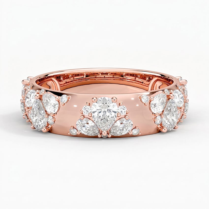 Mosaic Lotus Pear and Round Diamond Ring
