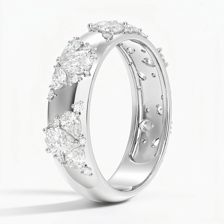 Mosaic Lotus Pear and Round Diamond Ring