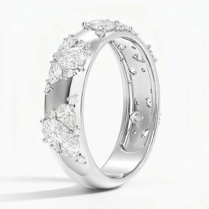 Mosaic Lotus Pear and Round Diamond Ring