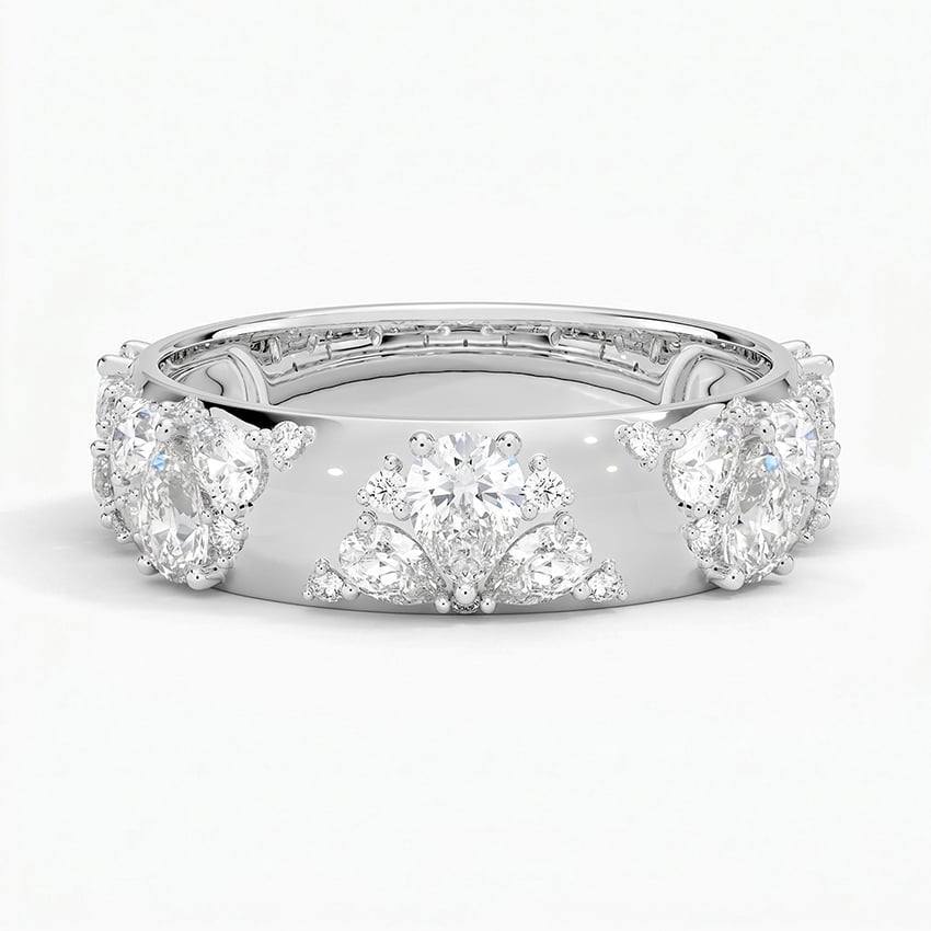 Mosaic Lotus Pear and Round Diamond Ring