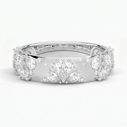 Mosaic Lotus Pear and Round Diamond Ring