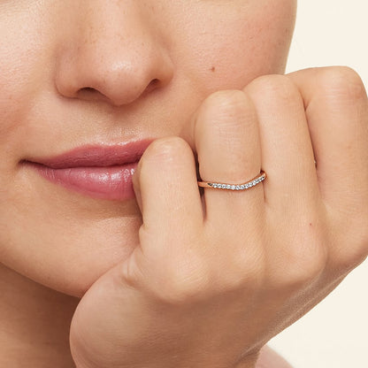 Petite Curved Lab Diamond Ring (1/10 ct. tw.)