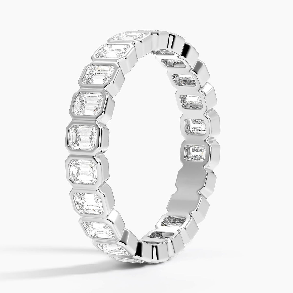 Bezel Emerald Cut Lab Eternity Diamond Ring (1 1/2 ct. tw.)