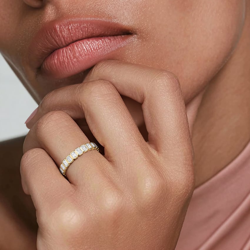 Bezel Emerald Cut Lab Eternity Diamond Ring (1 1/2 ct. tw.)