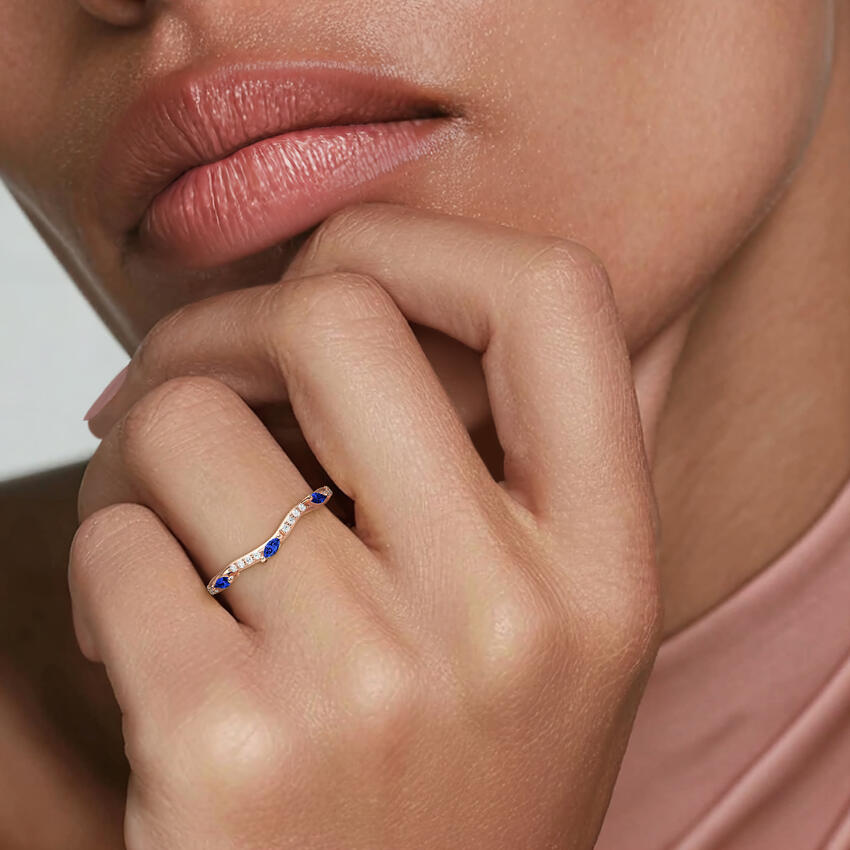 Luxe Willow Curved Sapphire and Diamond Ring