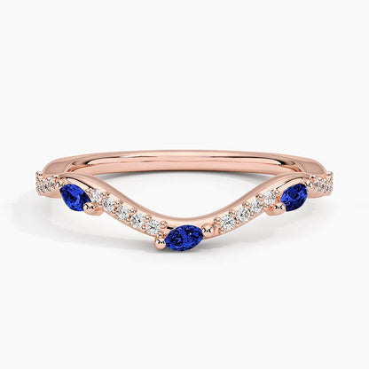 Luxe Willow Curved Sapphire and Diamond Ring