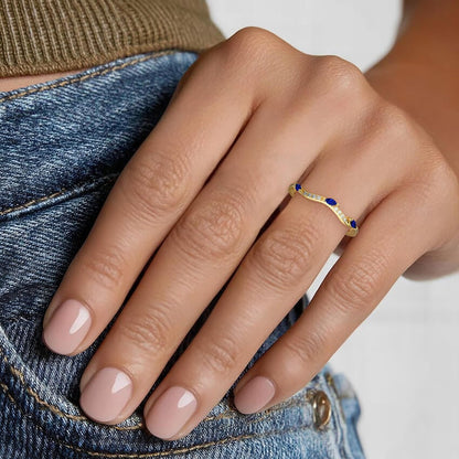 Luxe Willow Curved Sapphire and Diamond Ring