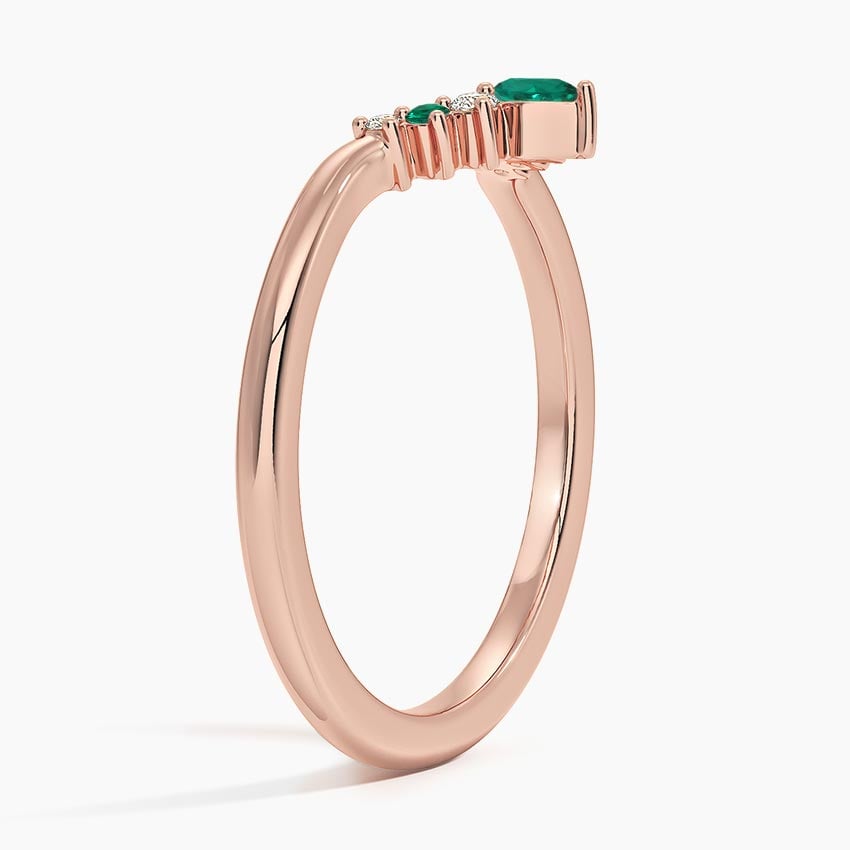 Lunette Lab Emerald and Diamond Contoured Ring