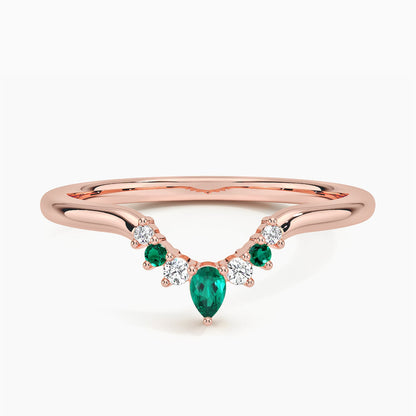 Lunette Lab Emerald and Diamond Contoured Ring