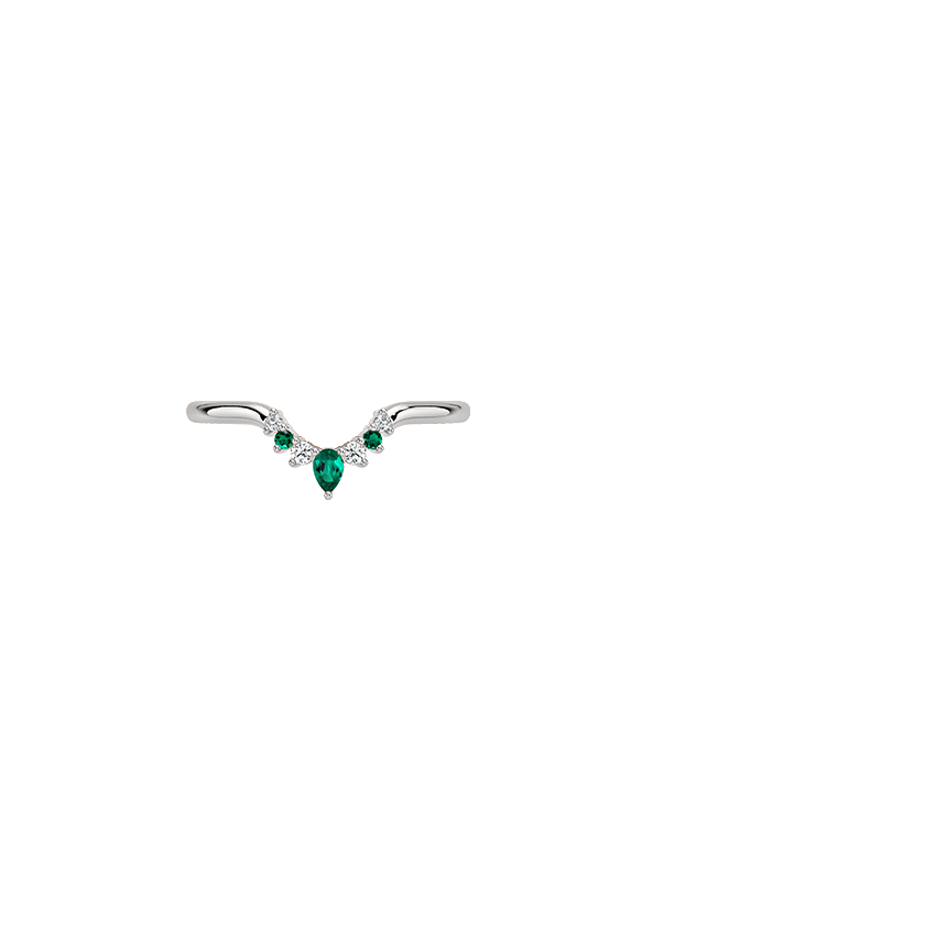Lunette Lab Emerald and Diamond Contoured Ring