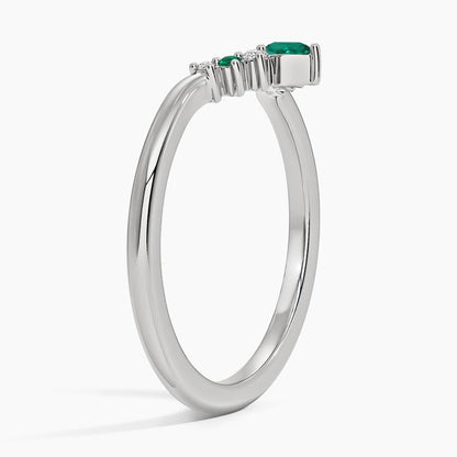 Lunette Lab Emerald and Diamond Contoured Ring