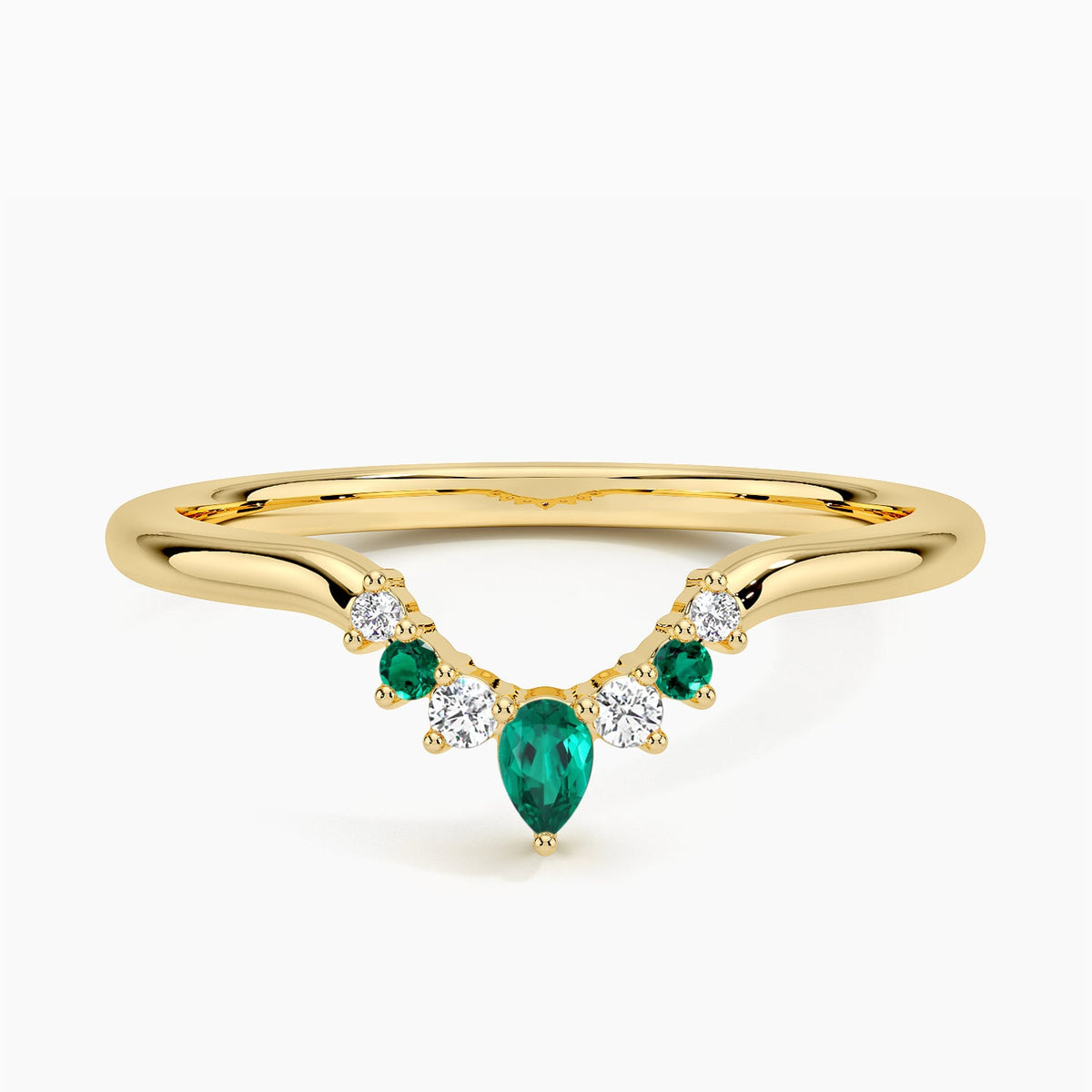 Lunette Sapphire and Diamond Contoured Ring