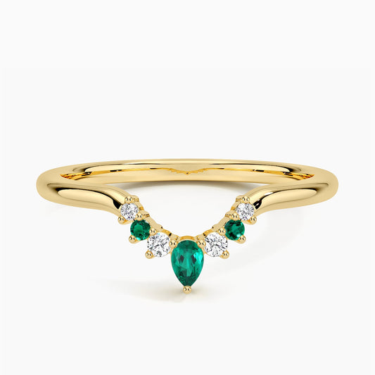 Lunette Sapphire and Diamond Contoured Ring