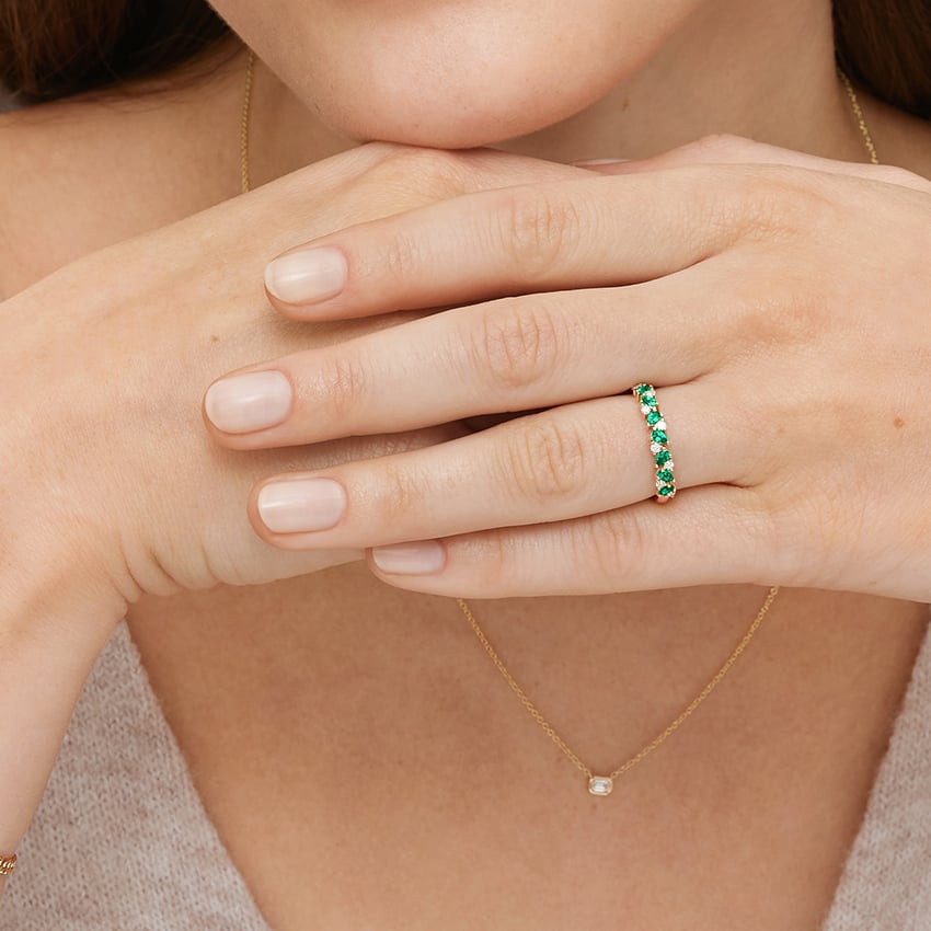 Olivetta Lab Emerald and Diamond Ring