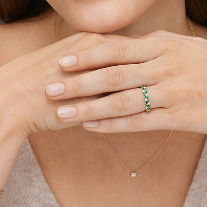 Olivetta Lab Emerald and Diamond Ring