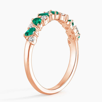 Olivetta Lab Emerald and Diamond Ring