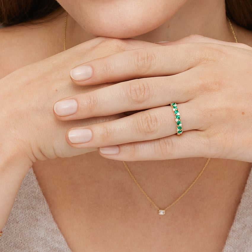 Olivetta Lab Emerald and Diamond Ring