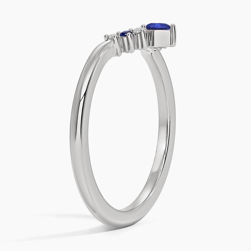 Lunette Sapphire and Diamond Contoured Ring