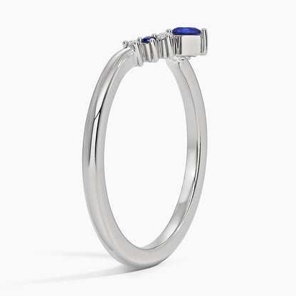 Lunette Sapphire and Diamond Contoured Ring