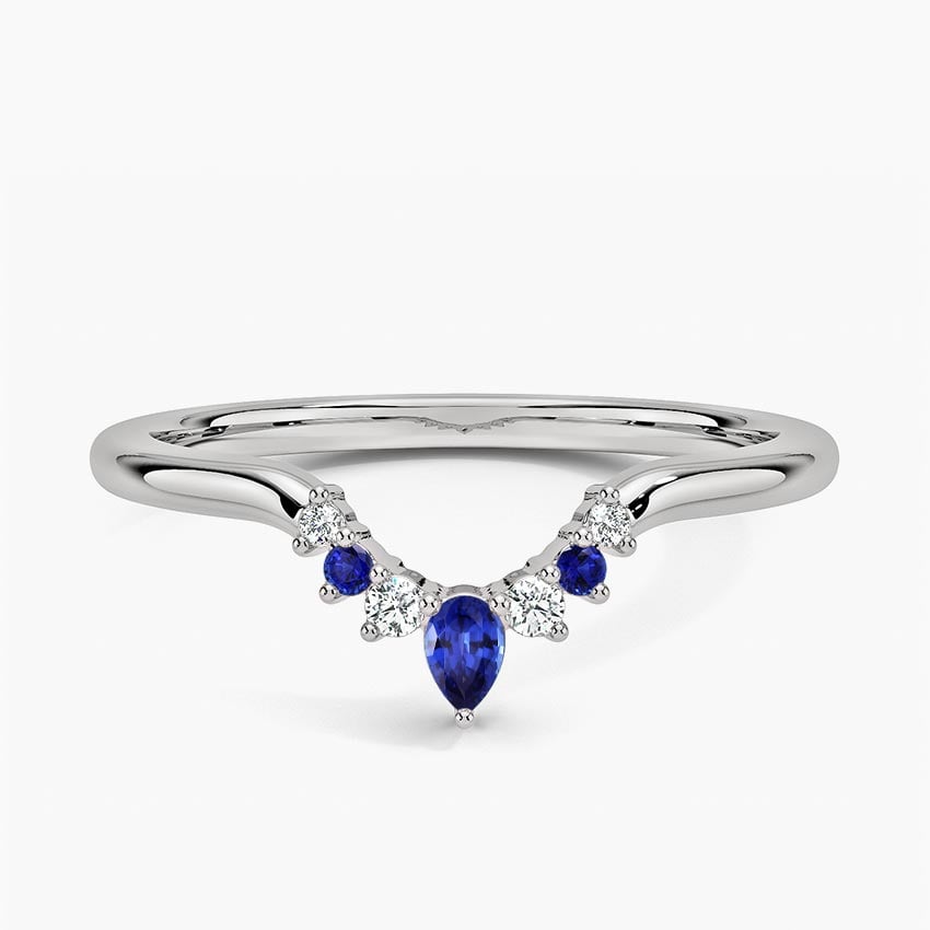 Lunette Sapphire and Diamond Contoured Ring