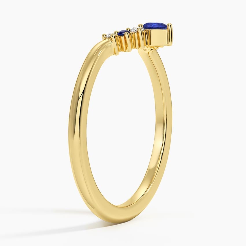 Lunette Sapphire and Diamond Contoured Ring