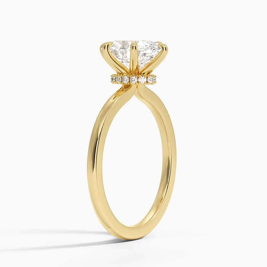 Secret Halo Six-Prong Diamond Ring - Oval Center Stone