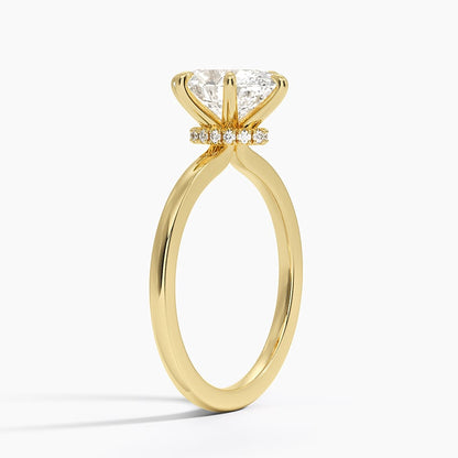Secret Halo Six-Prong Diamond Ring - Oval Center Stone