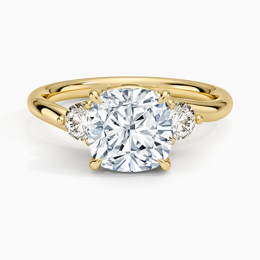 Atelier Three Stone Diamond Ring (1/3 ct. tw.) - Cushion Cut Center Stone