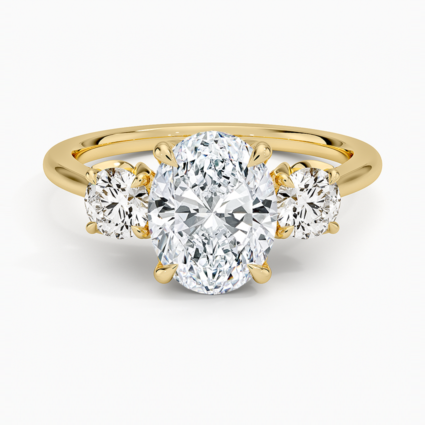Petal Three Stone Diamond Ring (2/3 ct. tw.) - Oval Cut Center Stone