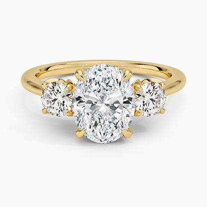Petal Three Stone Diamond Ring (2/3 ct. tw.) - Oval Cut Center Stone