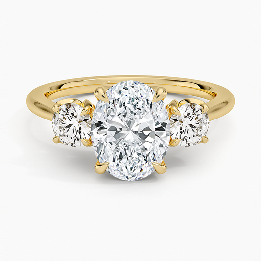 Petal Three Stone Diamond Ring (2/3 ct. tw.) - Oval Cut Center Stone