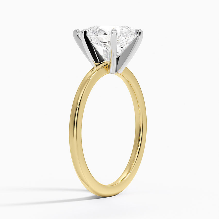 Six-Prong Petite Comfort Fit 1.5mm Solitaire Ring - Pear Center Stone