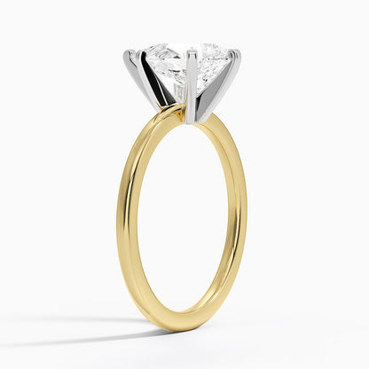 Six-Prong Petite Comfort Fit 1.5mm Solitaire Ring - Pear Center Stone