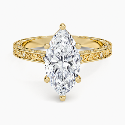 Grove Perfect Fit Engraved Diamond Ring (1/10 ct. tw.) - Marquise Cut Center Stone