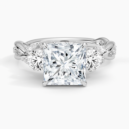 Secret Garden Three Stone Diamond Ring (3/4 ct. tw.) - Princess Cut Center Stone