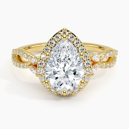Luxe Willow Halo Diamond Ring (2/5 ct. tw.) - Pear Center Stone