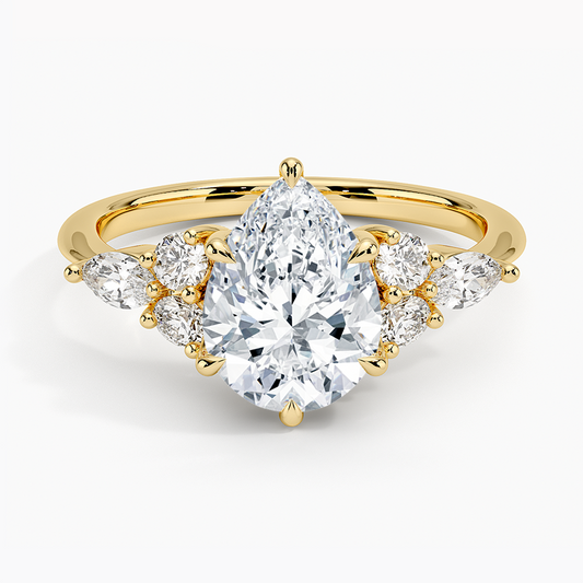 Luxe Nadia Diamond Ring - Pear Center Stone