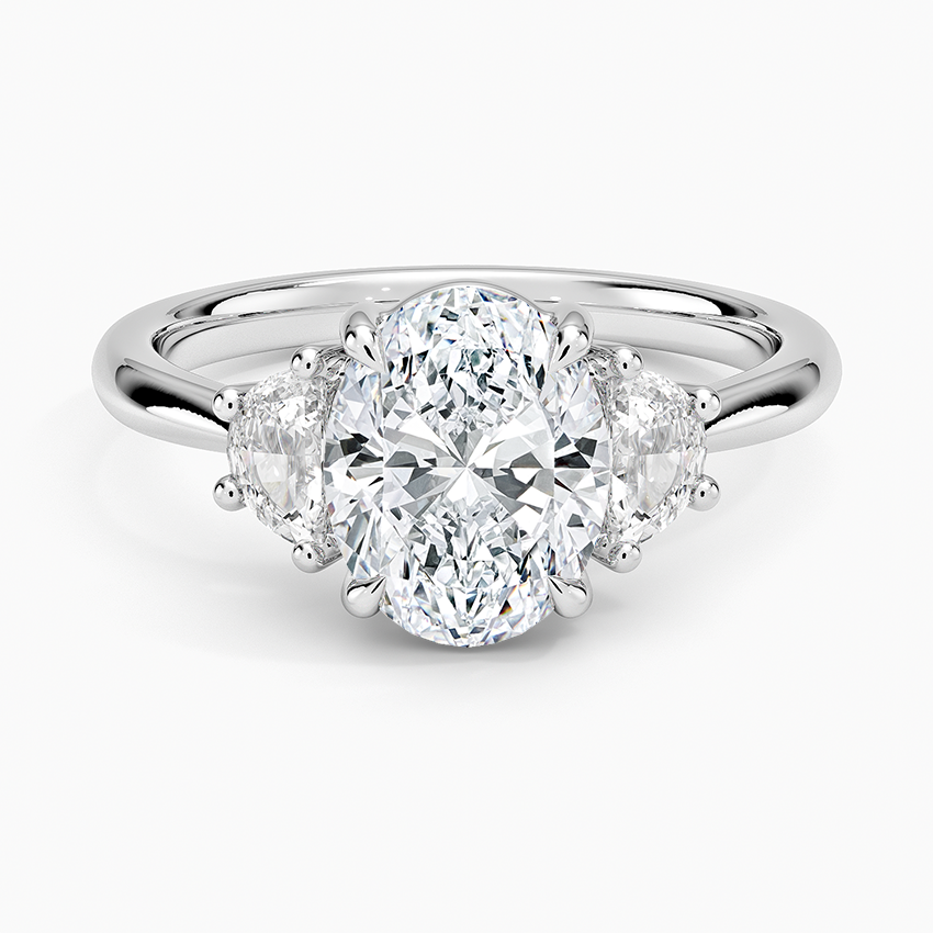 Half Moon Three Stone Diamond Ring (1/4 ct. tw.) - Oval Center Stone