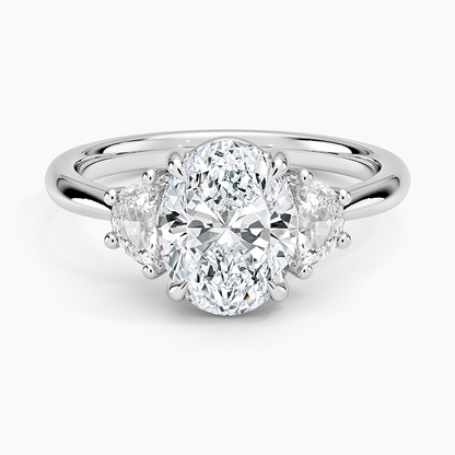 Half Moon Three Stone Diamond Ring (1/4 ct. tw.) - Oval Center Stone