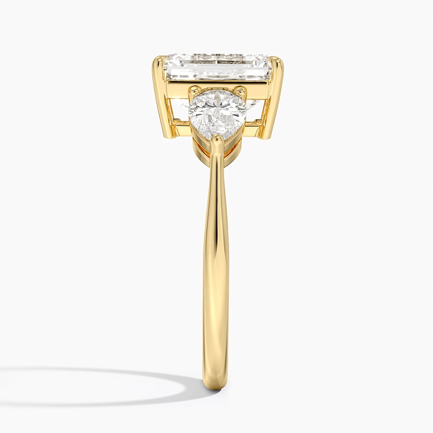 Luxe Opera Three Stone Diamond Ring - Emerald Cut Center Stone