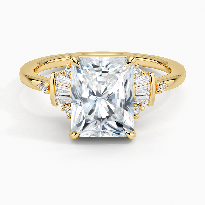 Daphne Art Deco Ring (1/8 ct. tw.) - Radiant Cut Center Stone