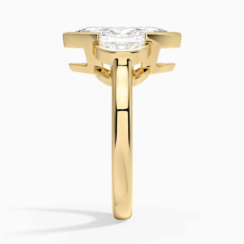 Half Moon Three Stone Bezel Diamond Ring (1/2 ct. tw.) - Marquise Cut Center Stone