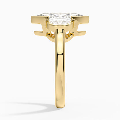 Half Moon Three Stone Bezel Diamond Ring (1/2 ct. tw.) - Marquise Cut Center Stone
