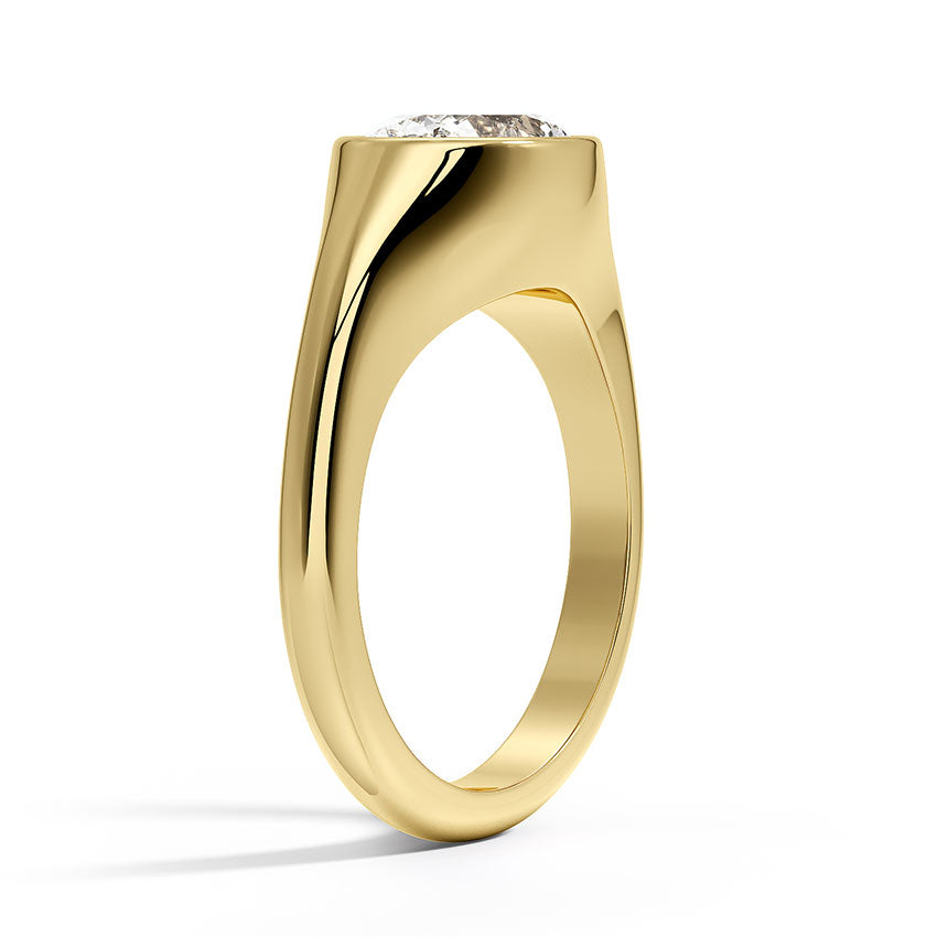 East-West Bezel Solitaire Signet Ring
